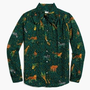 J. Crew long-sleeve bow top w/ jungle animal print